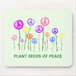 Peace Sign Flowers Mouse Pad