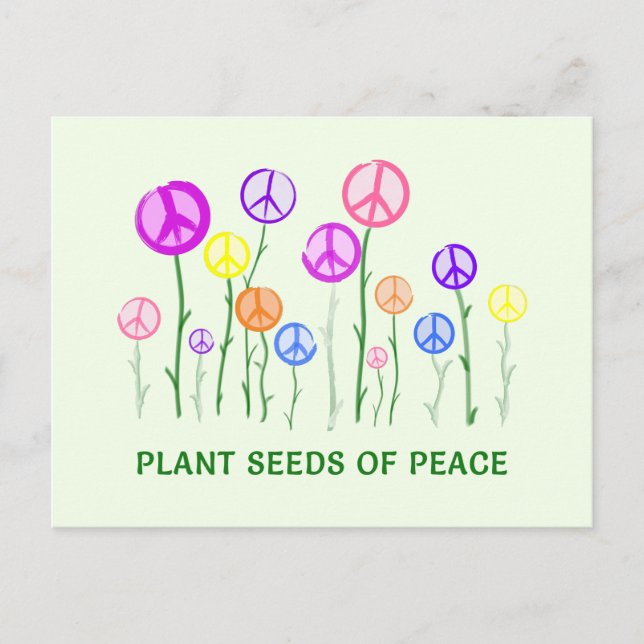 Peace Sign Flowers Postcard - Plant Seeds of Peace (Front)