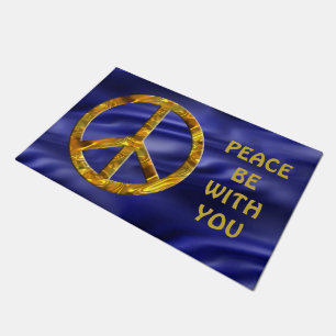 Peace Sign gold + your background & ideas Doormat
