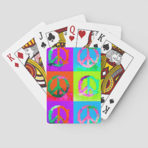 Peace sign groovy tie dye graffiti spray paint art playing cards