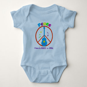 Peace Sign Guitar and Music Notes Baby Creeper