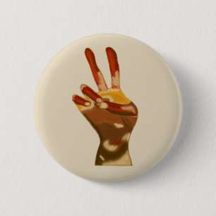 Peace Sign Hand Multi Skin Tones Pins Buttons