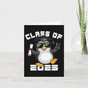 Peace Sign Hand Penguin Cl Of 2025 Graduation  Card