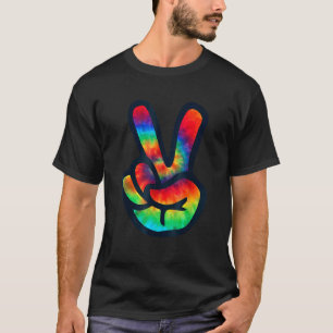 Peace Sign Hand Tie Dye Hippies Christmas T-Shirt
