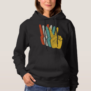 Peace Sign Hand Vintage Retro Hippie Hoodie