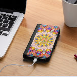 Peace Sign Happy Energy Colours Samsung S4 Wallet Case<br><div class="desc">﻿Custom phone wallet cases designs inspired by nature's colourful flower colours into geometric mandala,  centred with a golden peace symbol  | by webgrrl.art</div>
