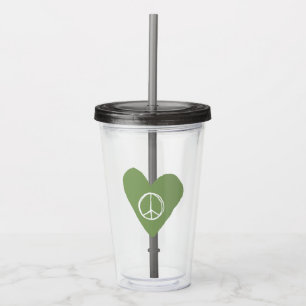 Peace Sign Heart Acrylic Tumbler