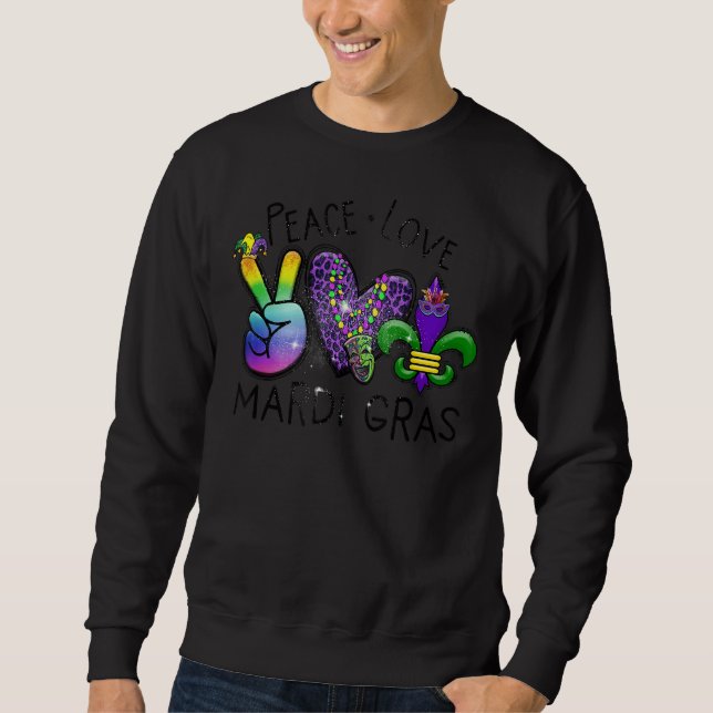 Peace Sign Heart Fleur De Lis Hippie Peace Love Ma Sweatshirt (Front)
