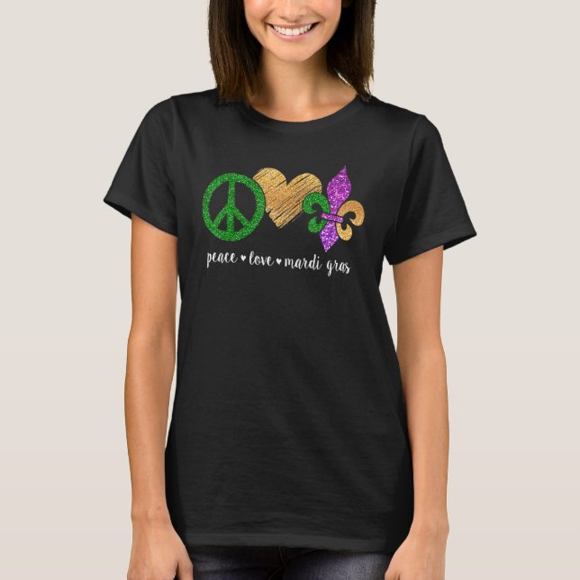 Peace Sign Heart Fleur De Lys Hippie Peace Love Ma T-Shirt (Front)