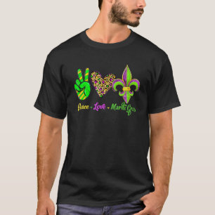 Peace Sign Heart Fleur De Lys Peace Love Mardi Gra T-Shirt