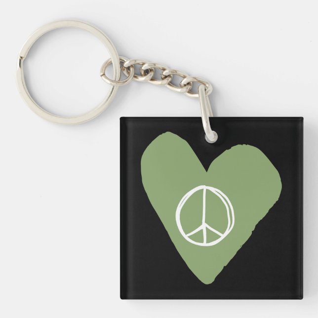 Peace Sign Heart Key Ring (Front)