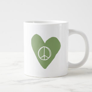 Peace Sign Heart Large Coffee Mug