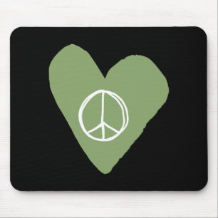Peace Sign Heart Mouse Pad