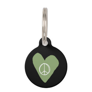 Peace Sign Heart Pet Tag