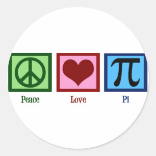 Peace Sign Heart Pi Symbol Classic Round Sticker