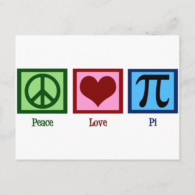Peace Sign Heart Pi Symbol Postcard (Front)
