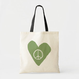 Peace Sign Heart Tote Bag