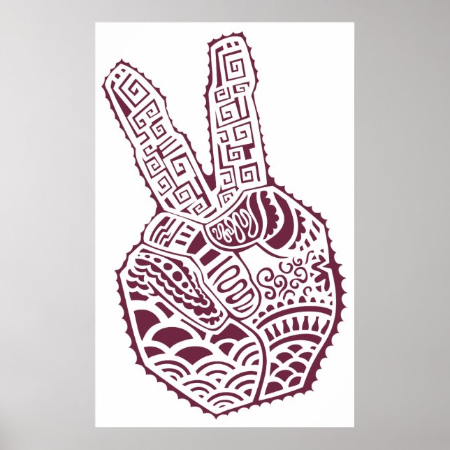 Peace Sign Henna Tat Hand Poster (Front)