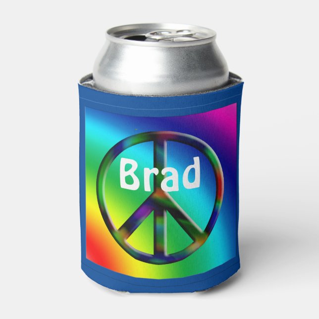 Peace Sign Hippie Personalised Can Cooler (Can Front)