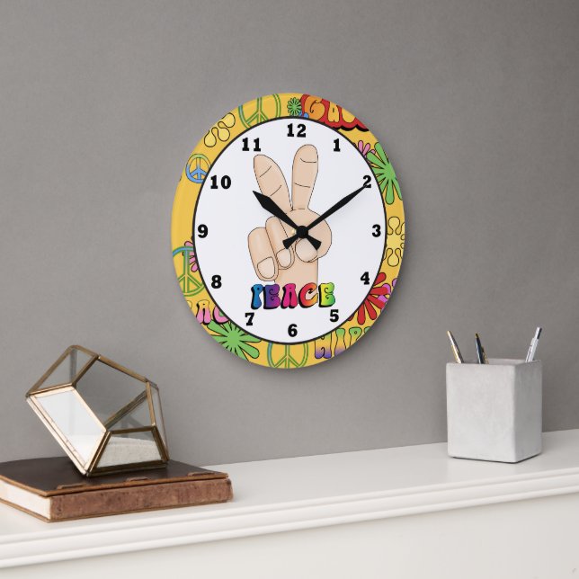 Peace Sign Hippie wall clock (Office)
