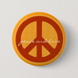 peace sign, hippies retro 6 cm round badge