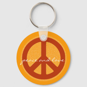 peace sign, hippies retro key ring