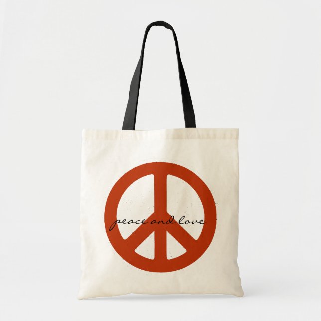 peace sign, hippies retro tote bag (Front)