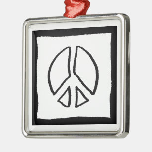 Peace Sign Hollow Metal Tree Decoration