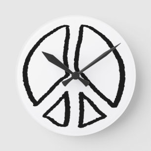 Peace Sign Hollow Round Clock