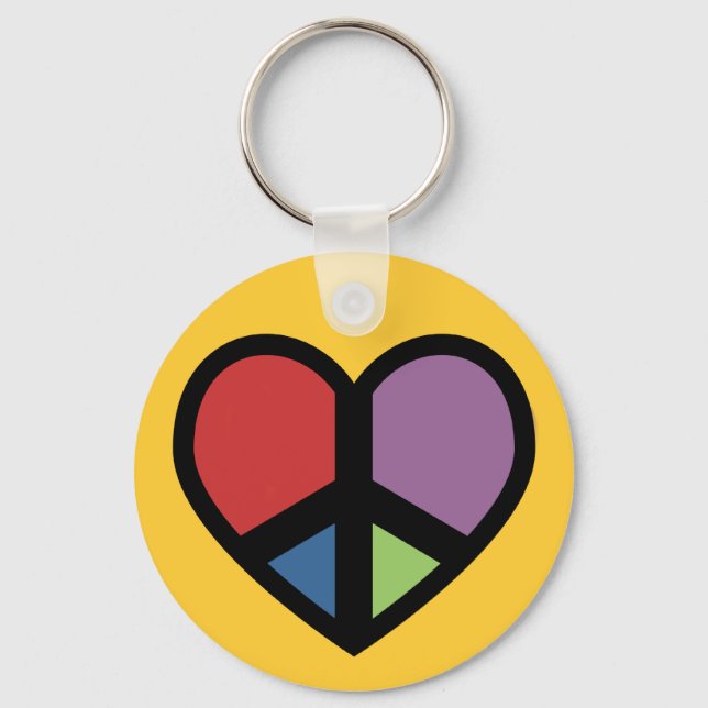 Peace Sign in a Heart Keychain (Front)