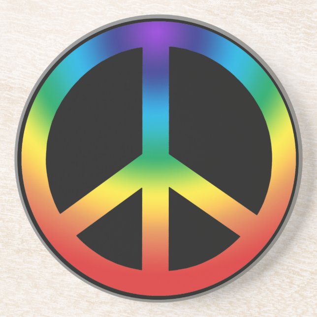 Peace Sign in Chakra Colours Coaster (Front)