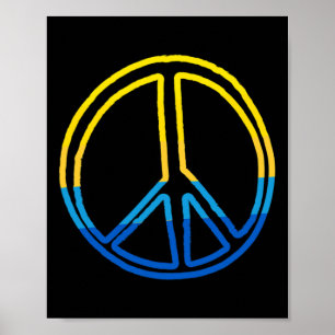 Peace Sign In Colors Of Ukraine Yellow And Blue
