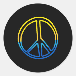 Peace Sign In Colors Of Ukraine Yellow And Blue Classic Round Sticker