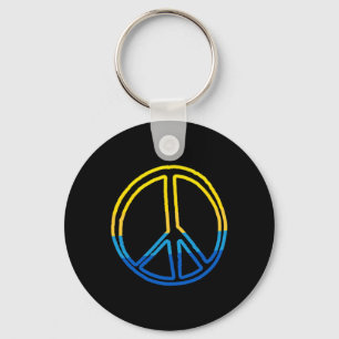 Peace Sign In Colors Of Ukraine Yellow And Blue Key Ring