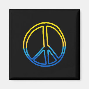 Peace Sign In Colors Of Ukraine Yellow And Blue Magnet