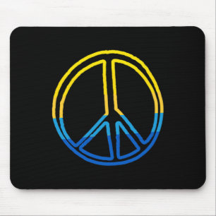 Peace Sign In Colors Of Ukraine Yellow And Blue Mouse Pad