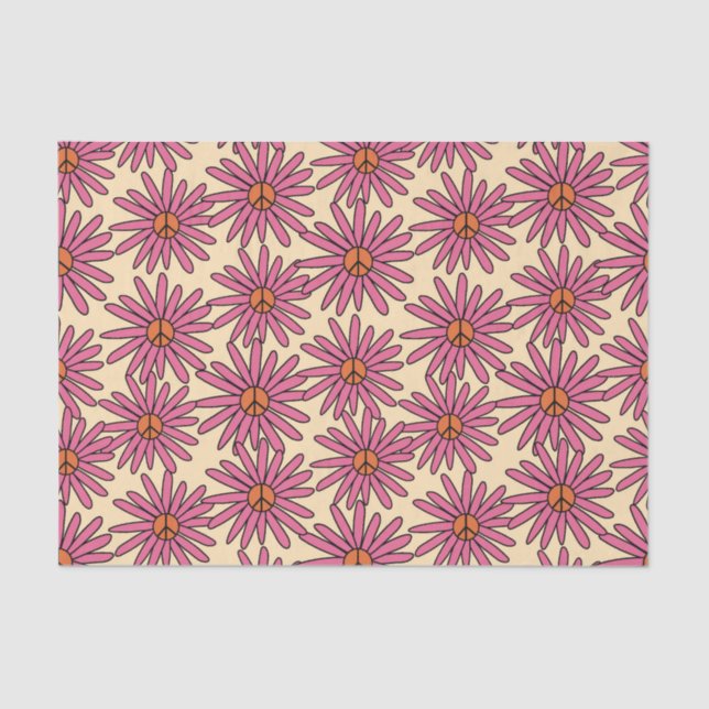 Peace Sign In Flower Retro Decoupage  Tissue Paper (Front)