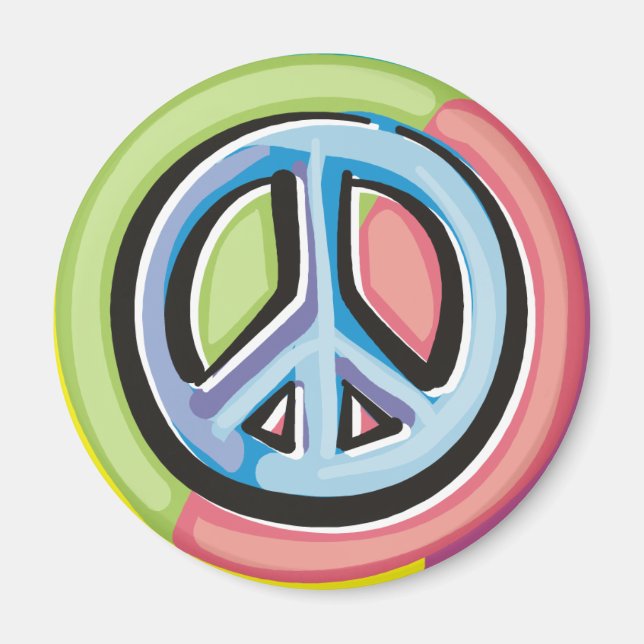 Peace Sign in Pastel Colours Magnet (Front)