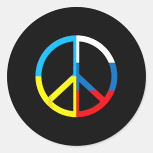 Peace Sign In Ukraine And Russian Flag - World Pea Classic Round Sticker