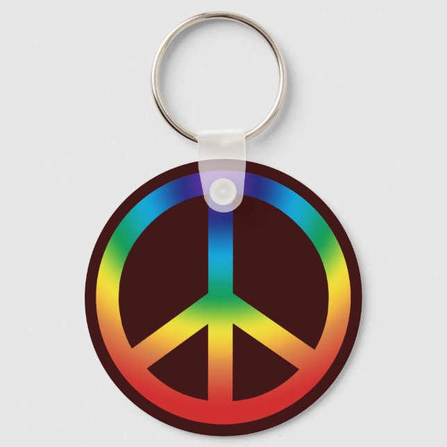 Peace Sign key chain; Chakra Colours Ring (Front)