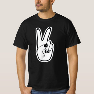 Peace Sign Left Hand Black & White Unity Movement T-Shirt