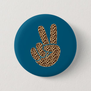 Peace sign leopard print boys animal print girls 6 cm round badge