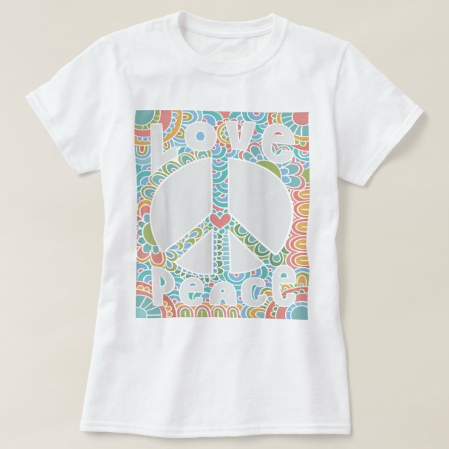 PEACE SIGN LOVE 1960s 1970s Shirt Tie Dye Groovy H (Design Front)
