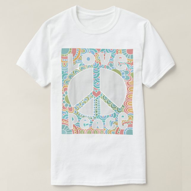 PEACE SIGN LOVE 1960s 1970s Shirt Tie Dye Groovy H (Design Front)