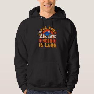 Peace Sign Love 1960s 1970s  Tie Dye Groovy Hippie Hoodie