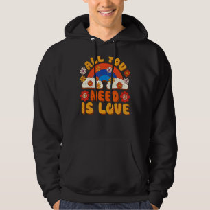 Peace Sign Love 1960s 1970s Tie Dye Groovy Hippie Hoodie