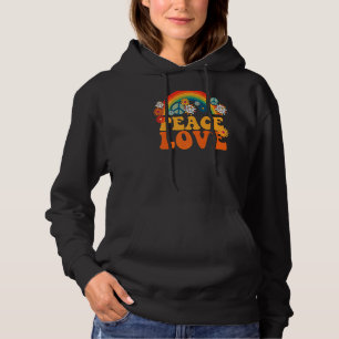 Peace Sign Love 1960s 1970s Tie Dye Groovy Hippie Hoodie