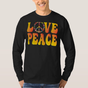 Peace Sign Love 1960s 1970s Tie Dye Groovy Hippie T-Shirt