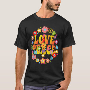 Peace Sign Love 1960s 1970s Tie Dye Groovy Hippie T-Shirt