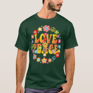 PEACE SIGN LOVE 1960s 1970s  Tie Dye Groovy Hippie T-Shirt